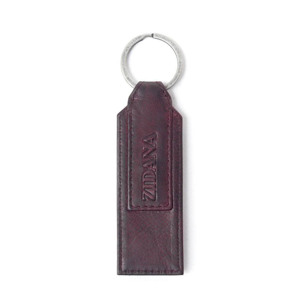 Myra Zidana Highland Studded Veg Tanned Leather Keyfob in Maroon Smoke