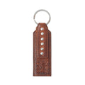 Myra Zidana Highland Studded Veg Tanned Leather Keyfob in Crimson Dust