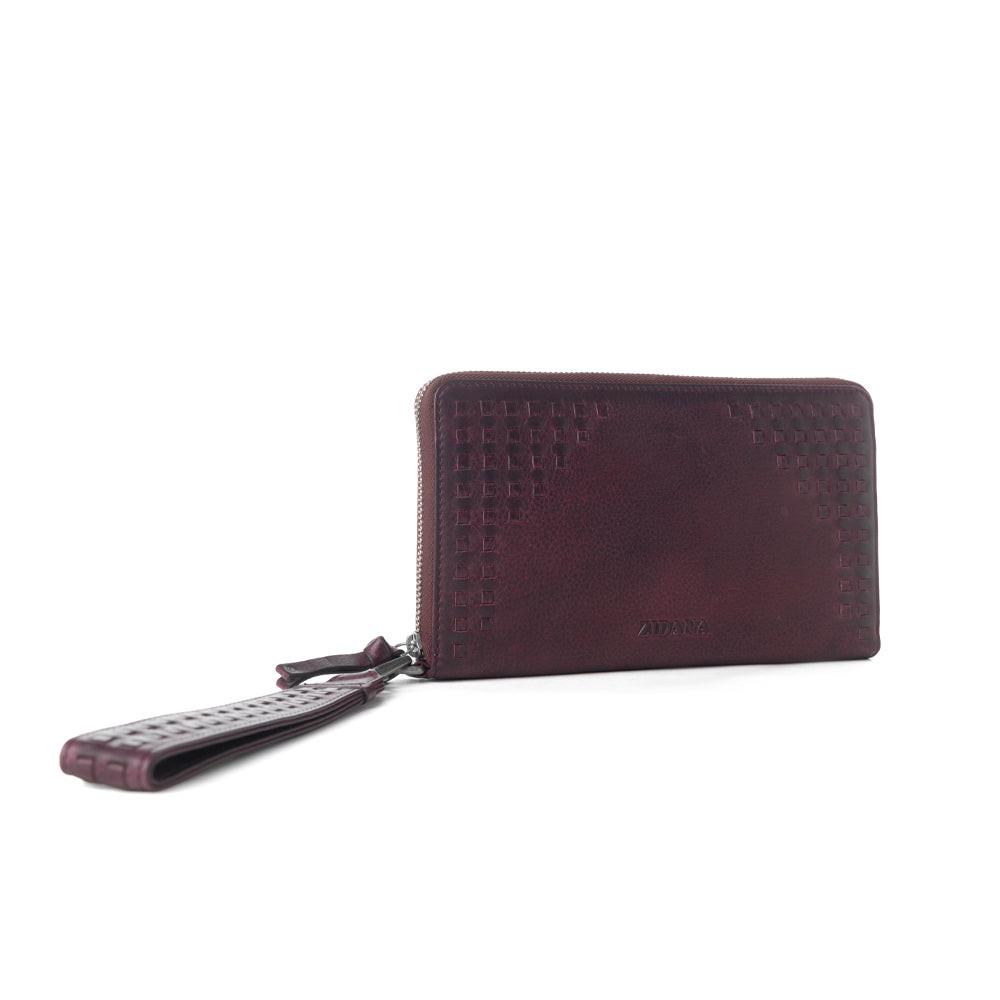 Myra Zidana Elko Braided Veg Tanned Leather Wallet in Merlot Smoke