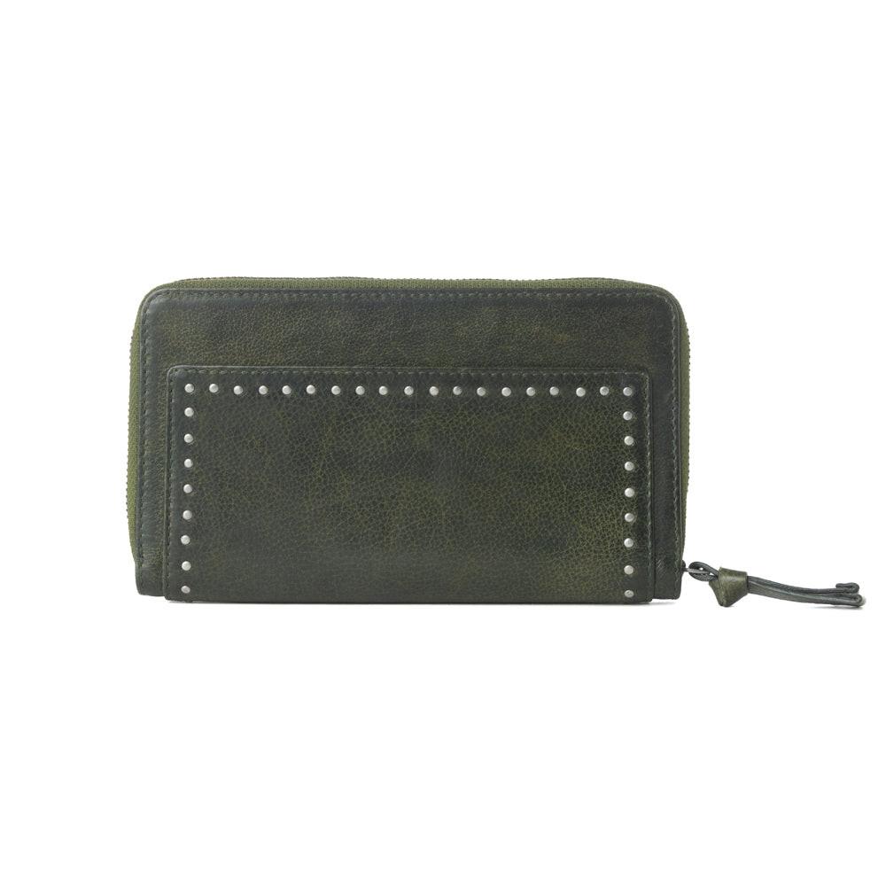 Myra Zidana Astra Studded Veg Tanned Leather Wallet in Velvet Moss