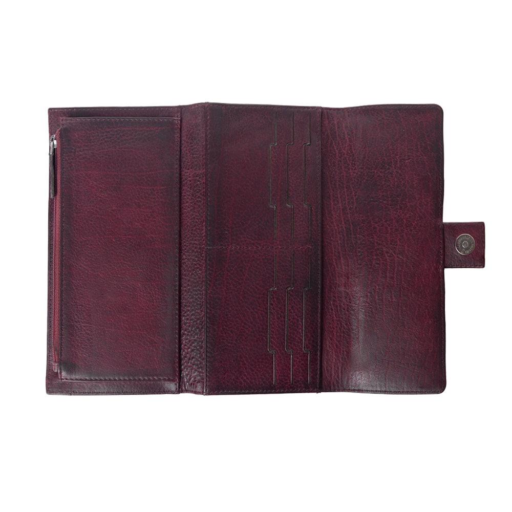 Myra Zidana Santa Fe Woven Veg Tanned Leather Wallet in Twilight Berry