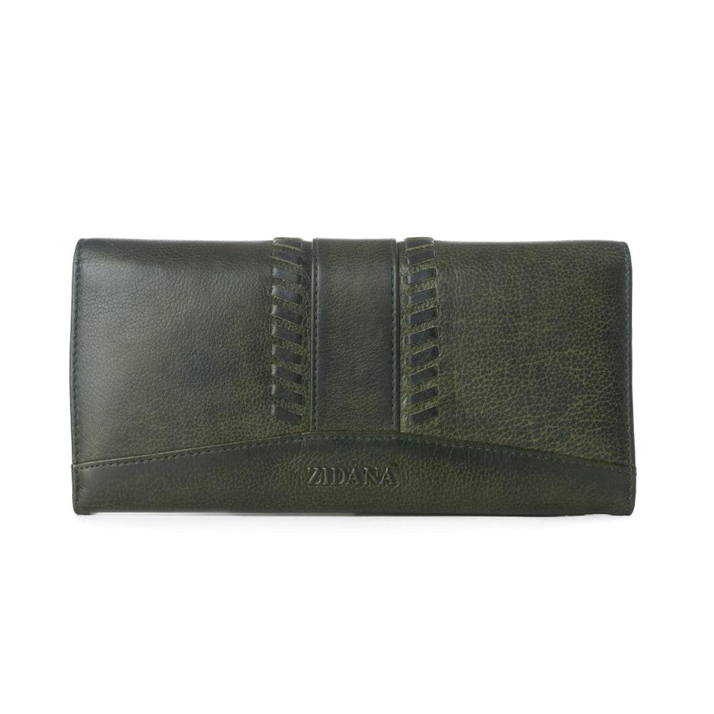 Myra Zidana Santa Fe Woven Veg Tanned Leather Wallet in Luna Green