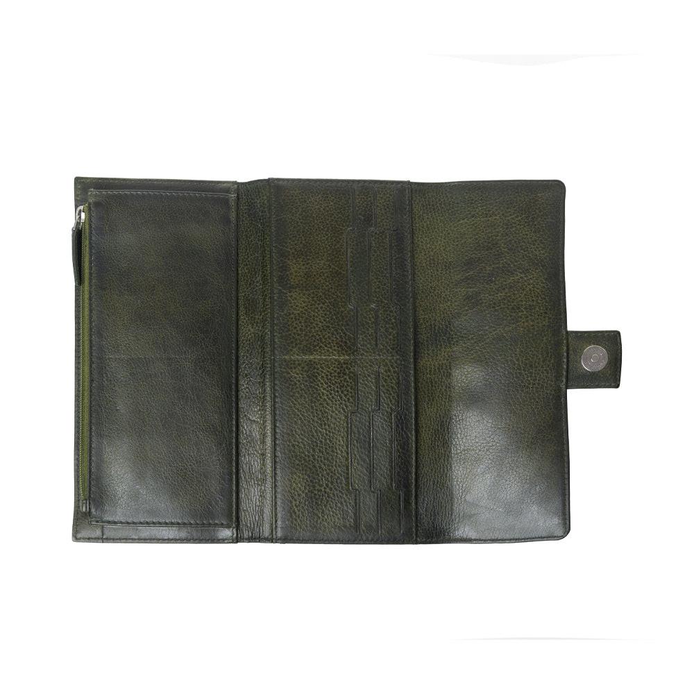 Myra Zidana Santa Fe Woven Veg Tanned Leather Wallet in Luna Green