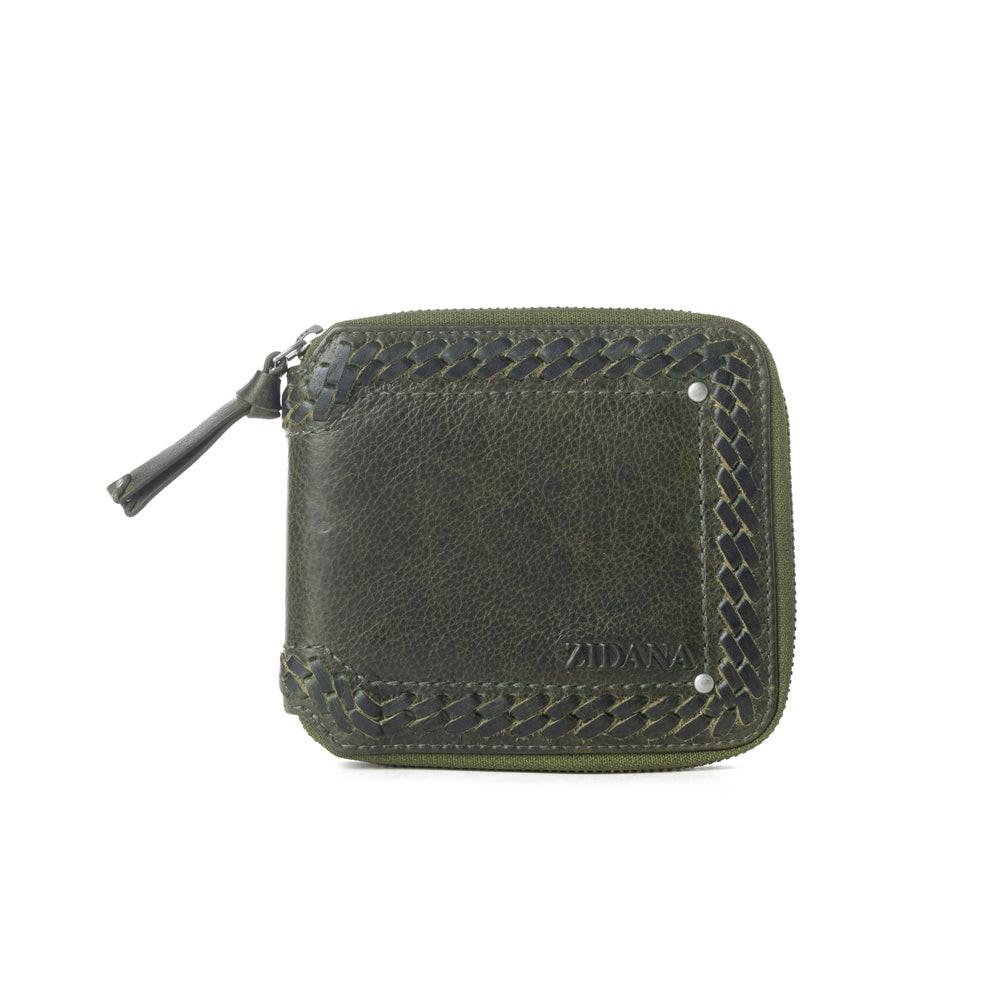 Myra Zidana Dante Men's Veg Tanned Leather Wallet in Army Ivy