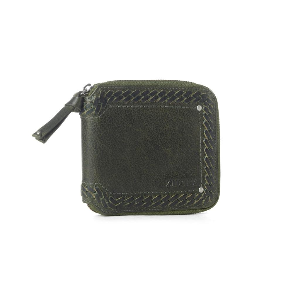 Myra Zidana Dante Men's Veg Tanned Leather Wallet in Army Ivy