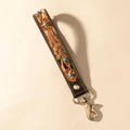 Myra River Glen Handtooled Hairon Leather Key Fob in Espresso Turquoise