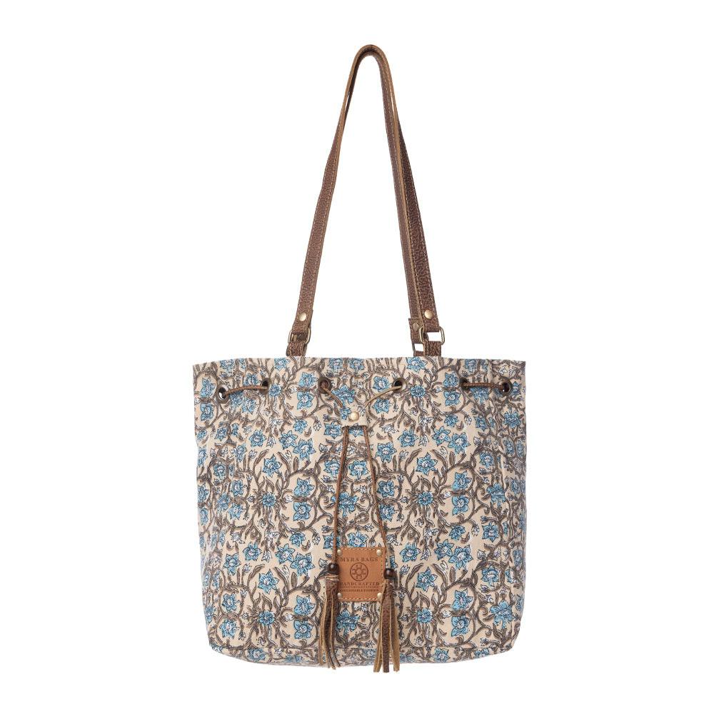 Myra Southern Bloom Cotton & Leather Bucket Bag in Oasis Cream