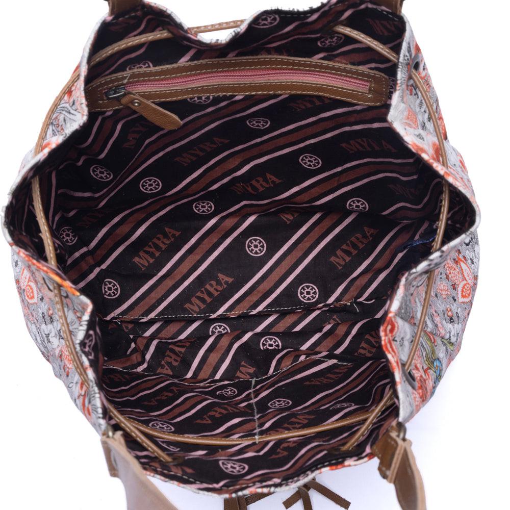 Myra Southern Bloom Cotton & Leather Bucket Bag in Clay Blossom