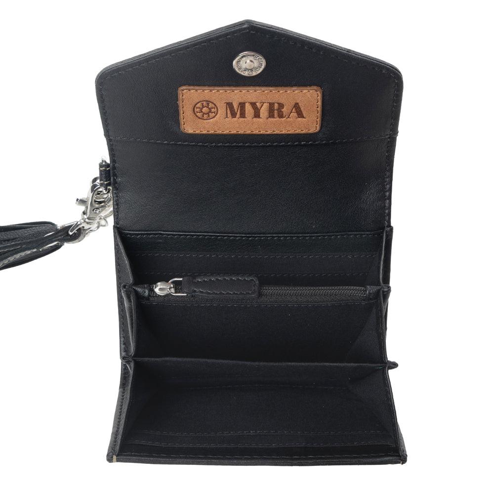 Myra Elise Handtooled Leather Wallet in Dark Mist