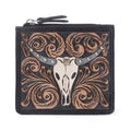 Myra Briar Creek Handtooled Leather Credit Card Holder in Ebony Caramel