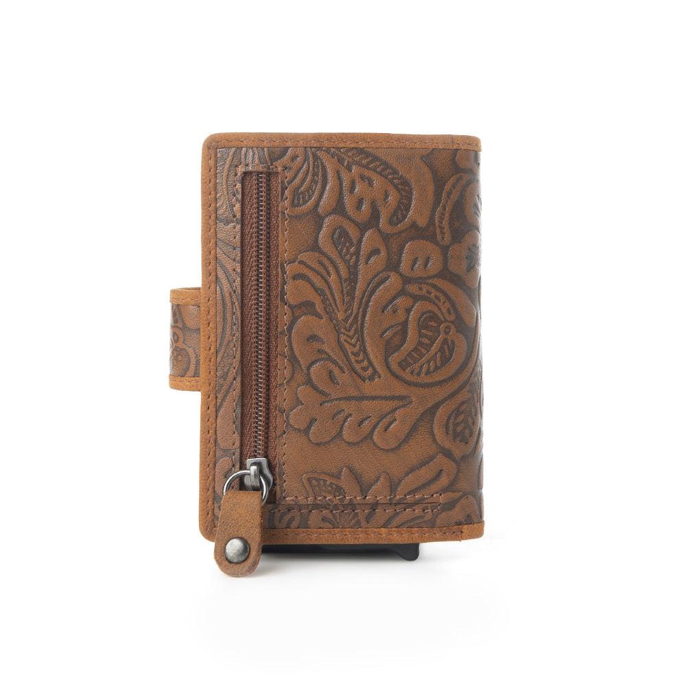 Myra Wild Rose Leather Credit Card Holder in Rustwood Floral