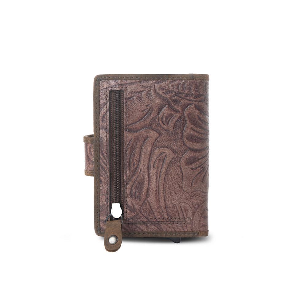 Myra Laredo Trail Leather Credit Card Holder in Smoky Walnut