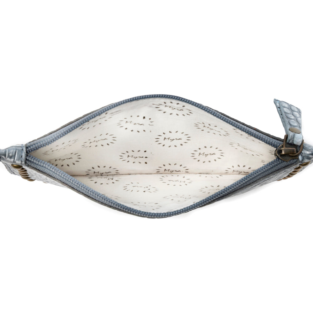 Myra Petalwild Western Wallet for Women in blue sage with embossed detail