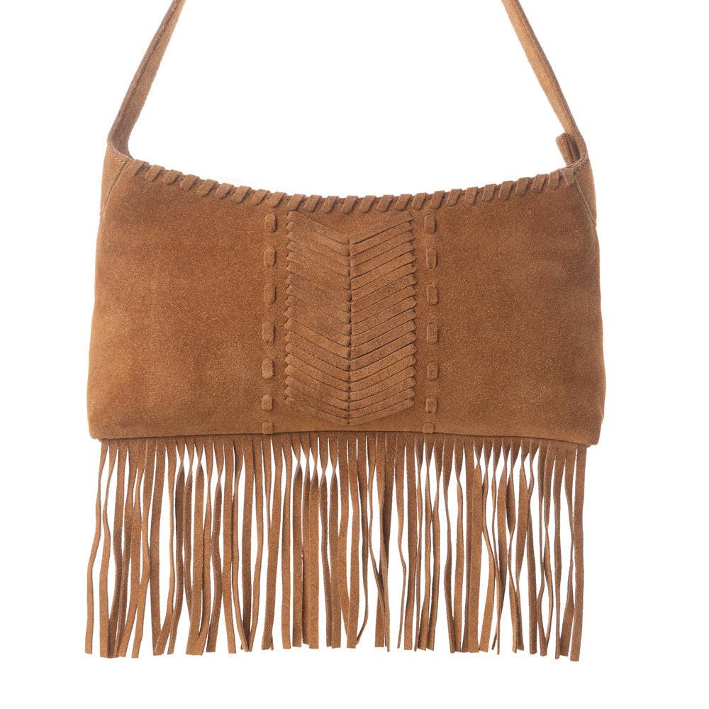 Myra Sierra Suede Fringed Leather Bag in Western Tan