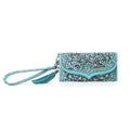 Myra Wildflower Story Handtooled Leather Wallet in Crystal Jade