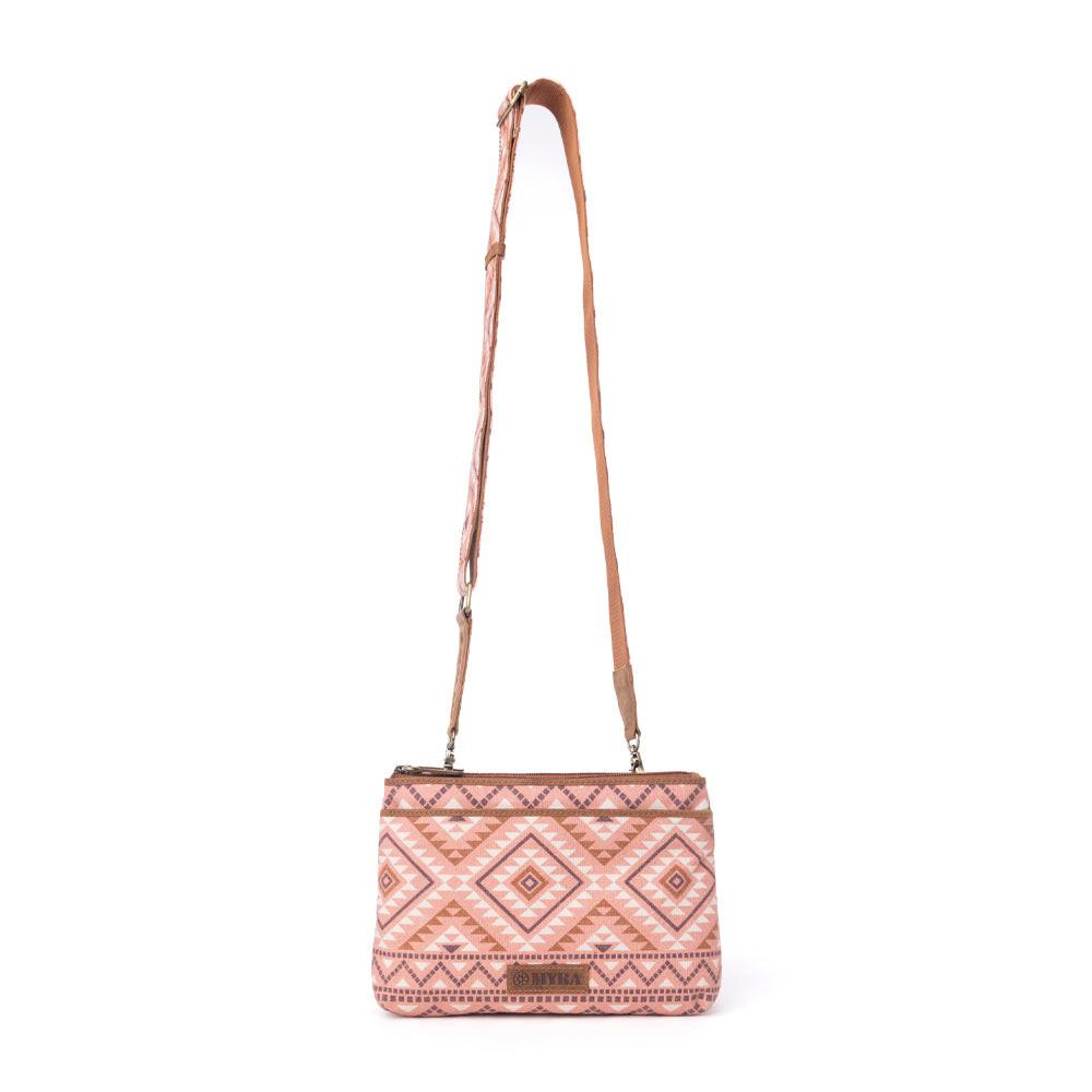 Myra Tribal Hollow Cotton & Leather Crossbody Bag in Terra Cider