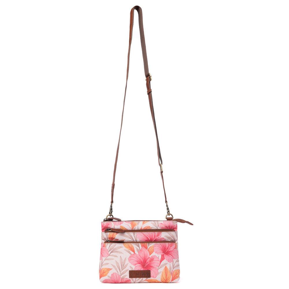 Myra Maple Ridge Cotton & Leather Crossbody Bag in Rose Petal