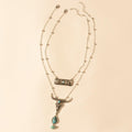 Myra Twin Horn Layered Necklace in Turquoise