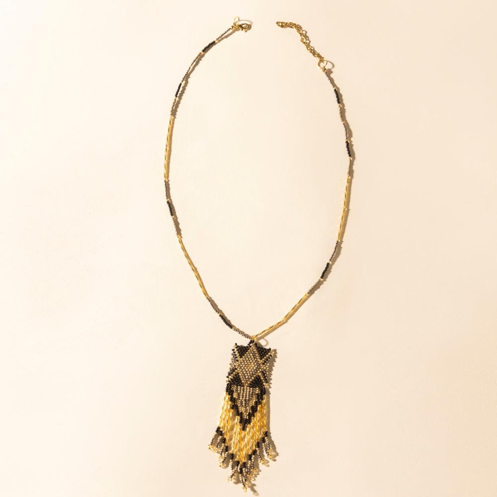 Myra Sun Strung Beaded Necklace in Brown