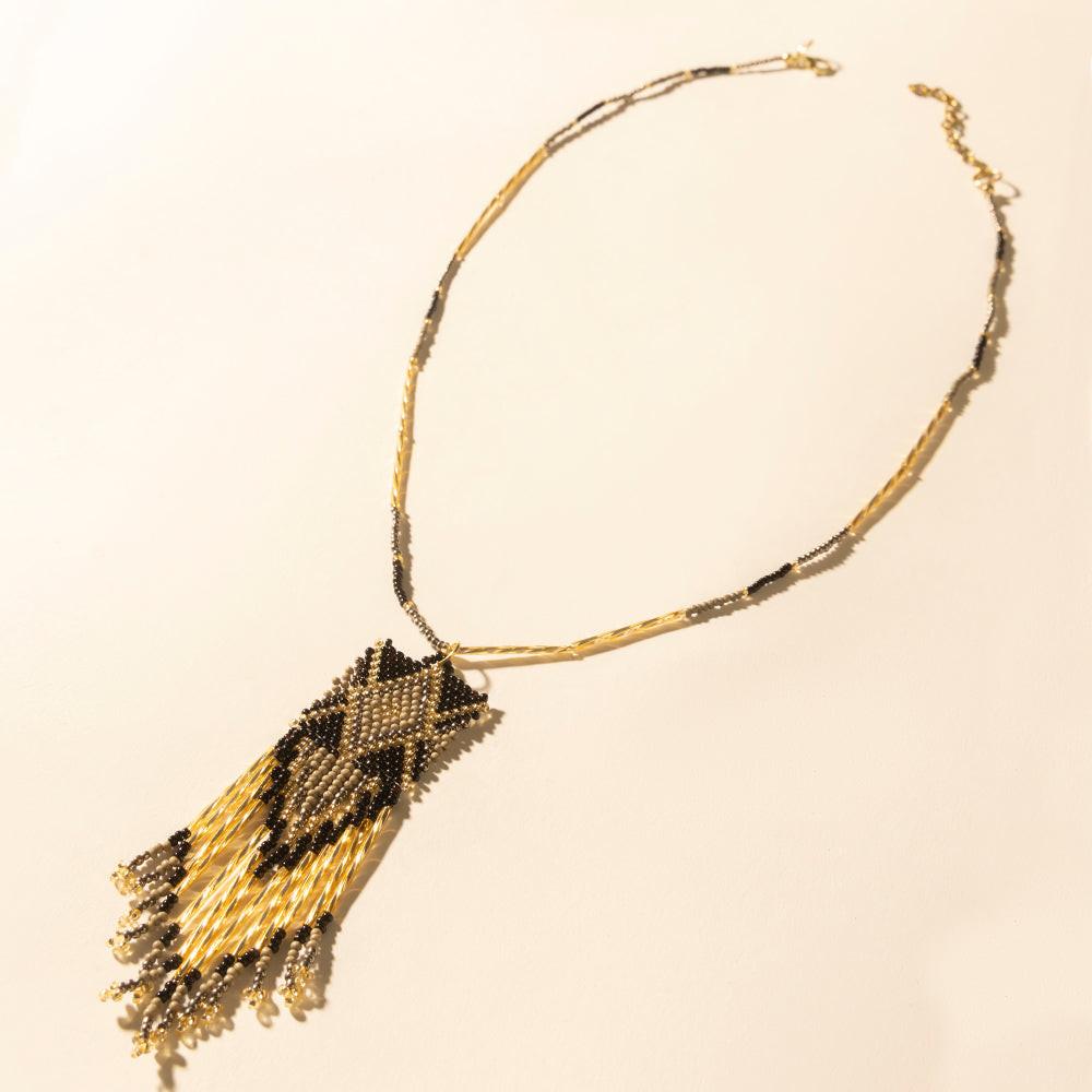 Myra Sun Strung Beaded Necklace in Brown