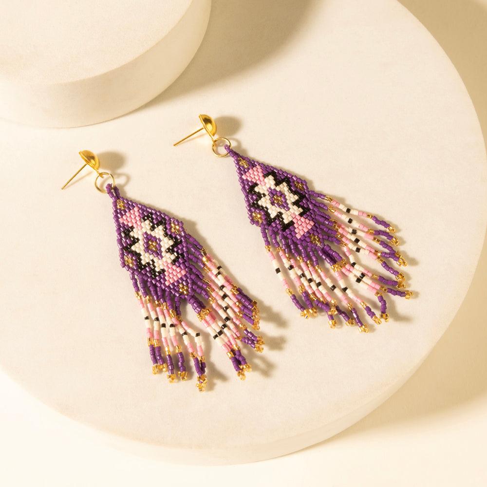 Myra Starfall Fringe Earrings in Wildberry