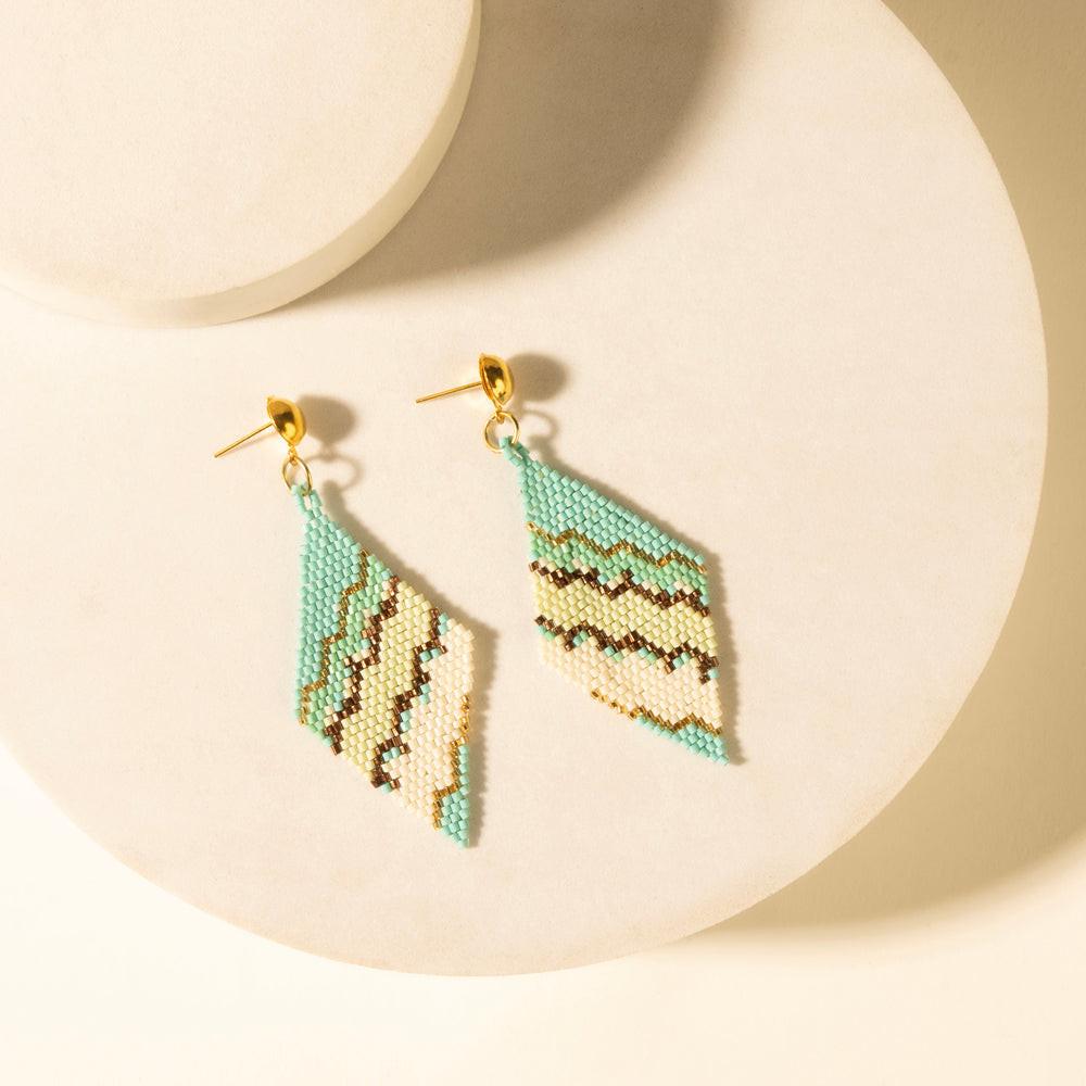 Myra Cactus Silk Chevron Drops in Turquoise