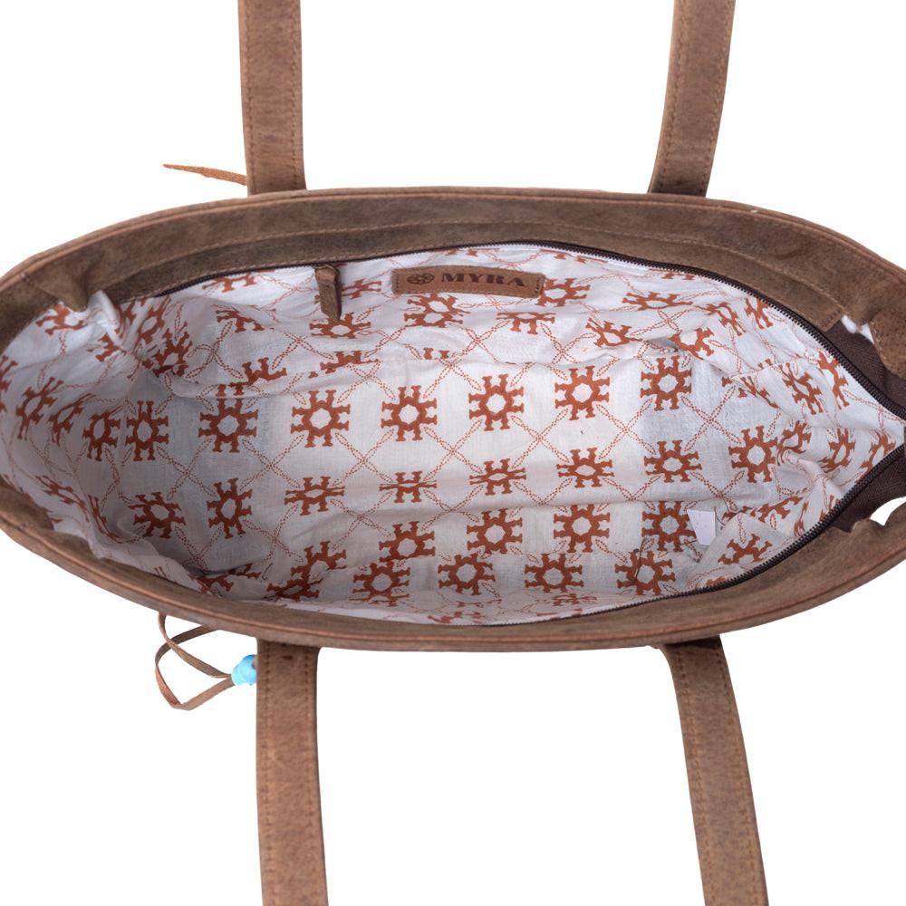 Myra Saddle Crestfall Handtooled Bag in Cowhide Frost