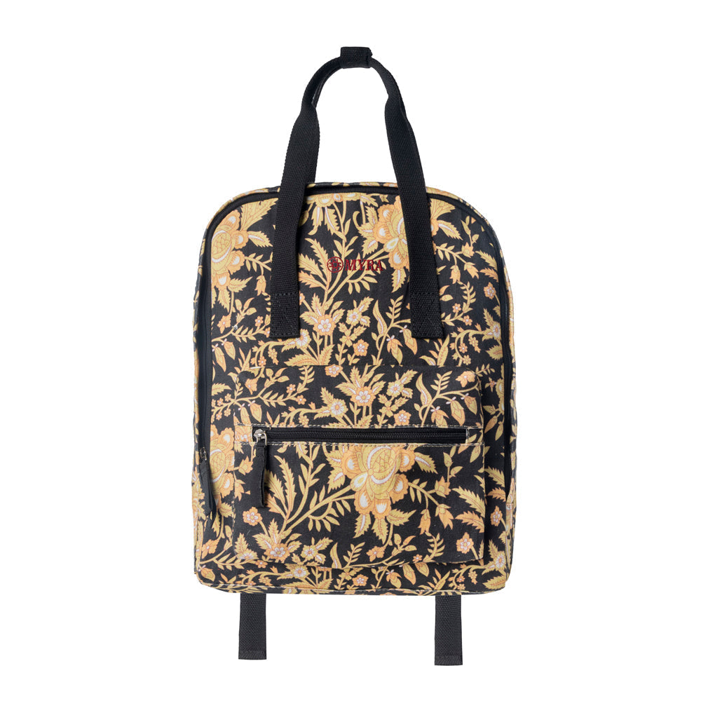 Myra Pine Meadow Cotton & Leather Crossbody Bag in Black & Cream Floral