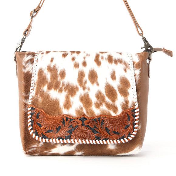 Myra Frontier Drift Hairon Leather Concealed Carry Bag in Canyon Brindle