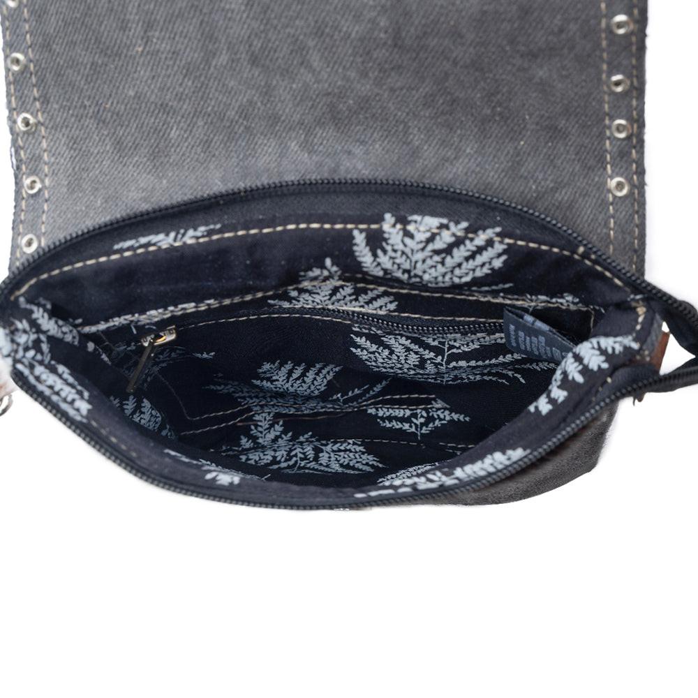 Myra Rustler Bend Canvas & Hairon Bag in Brindle Chestnut