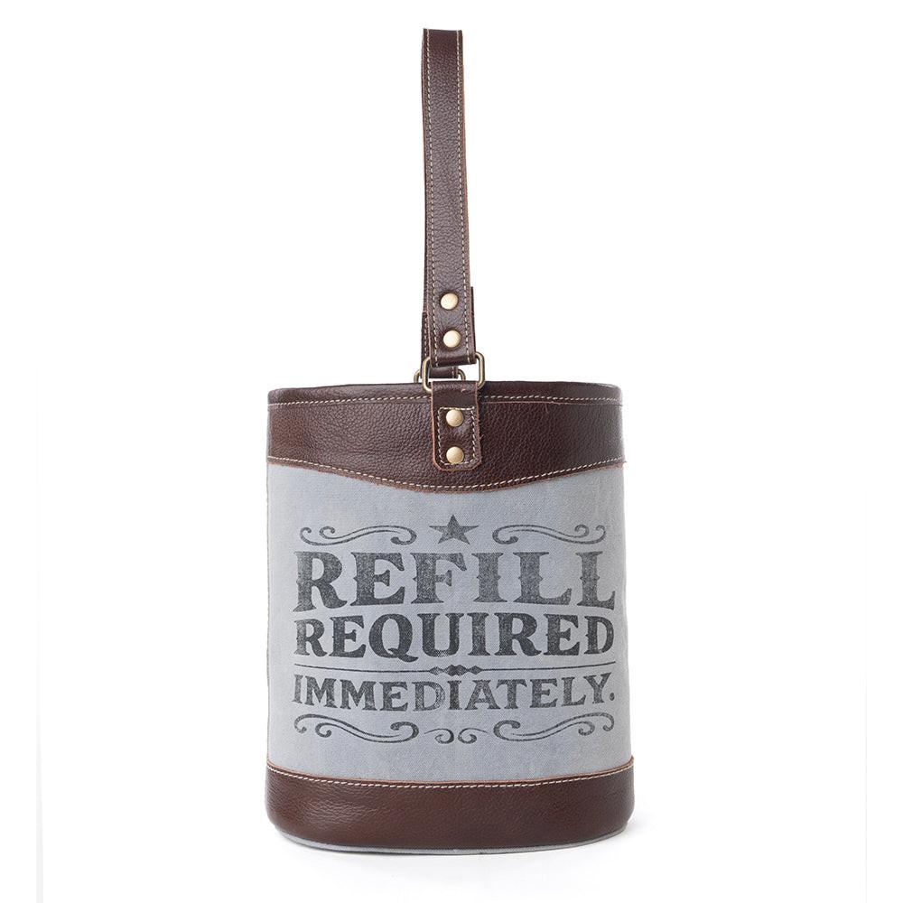 Myra Textura Cotton & Leather Wine Holder in Saddle Frost