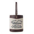Myra Textura Cotton & Leather Wine Holder in Mocha Cream