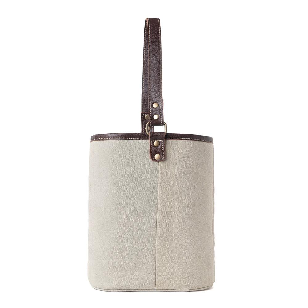 Myra Textura Cotton & Leather Wine Holder in Mocha Cream