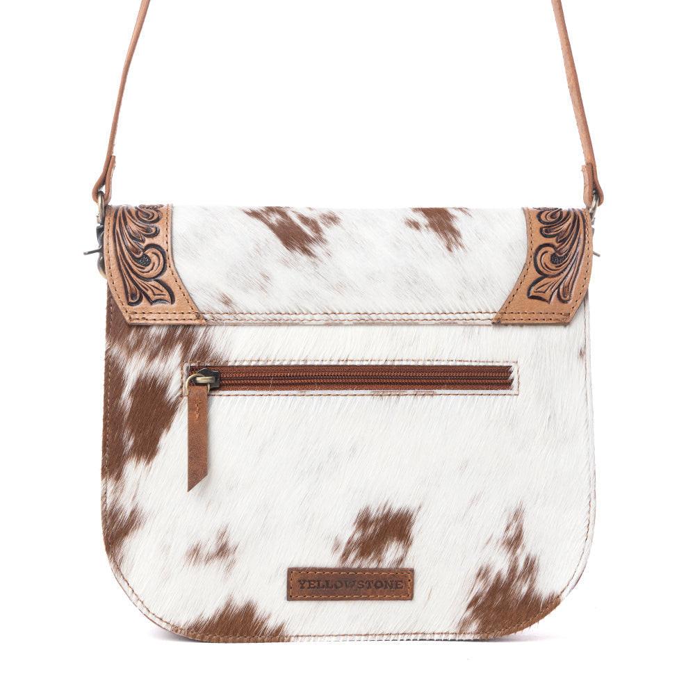 Myra Yellowstone Frontier Ridge Handtooled Bag in Oat Mocha