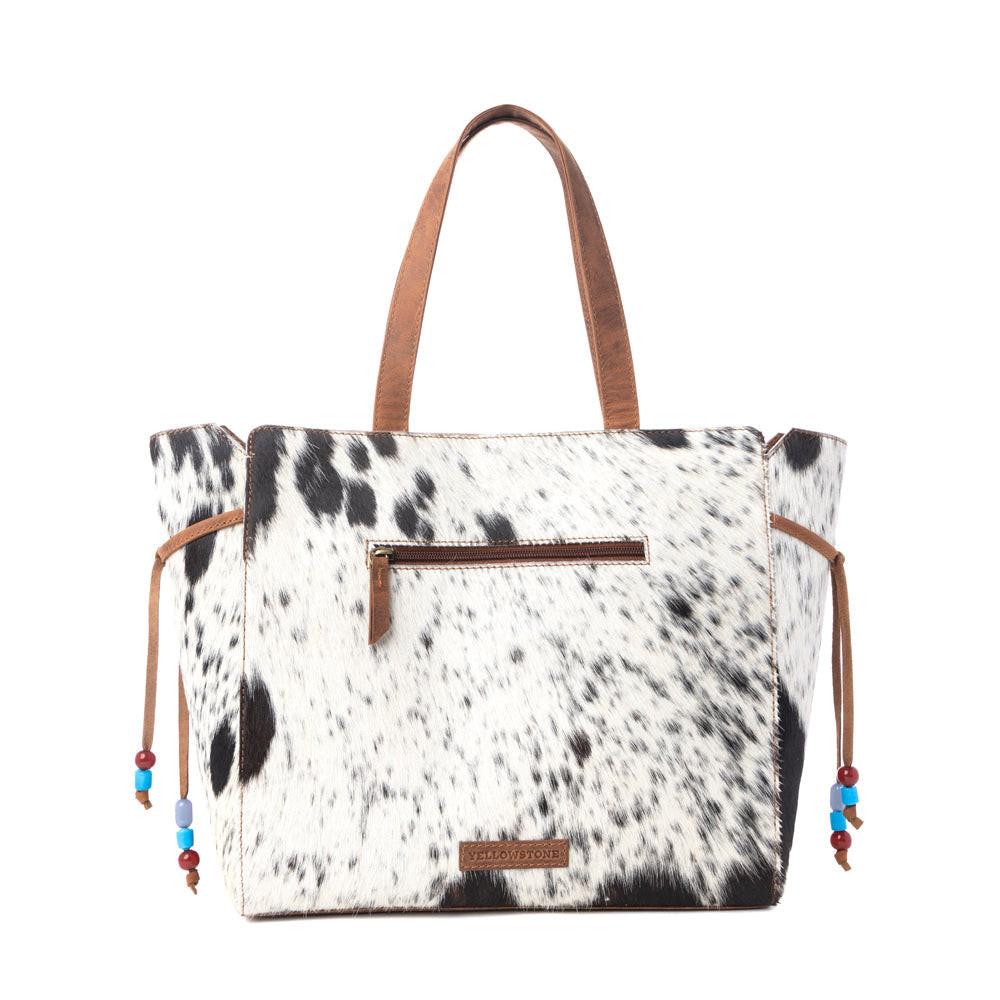 Myra Yellowstone Winter Prairie Handtooled Bag in Ivory Toffee