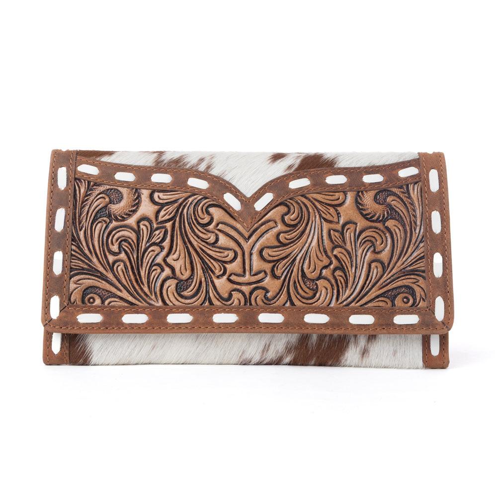 Myra Yellowstone Sienna Stockyard Hairon Leather Women’s Purse in Cream Cocoa