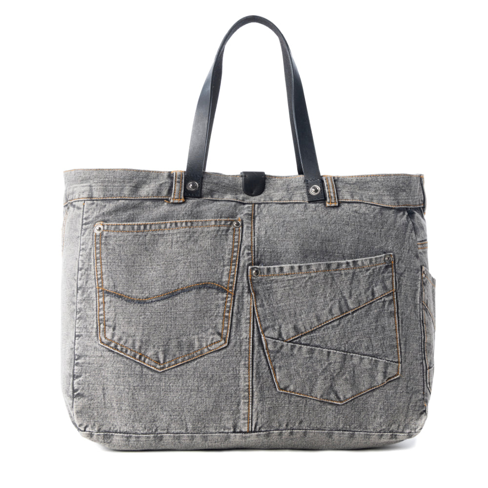 Myra Billyjean Western denim Tote Bag for Women in denim black with leather detail