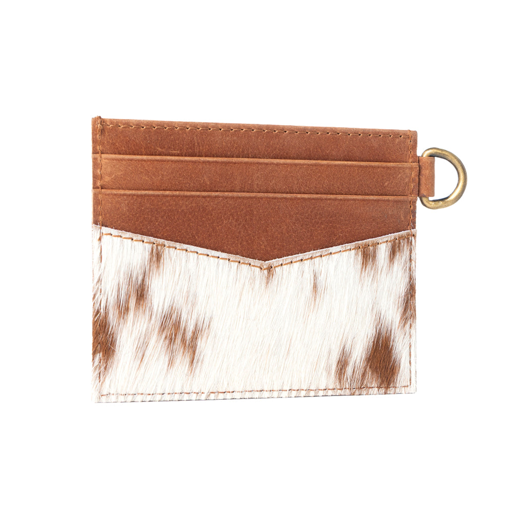 Myra Cowtown Card Holder for Women in brown with hair-on detail