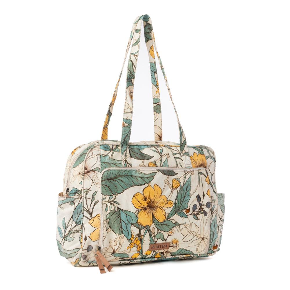 Myra Sunnyfield Cotton Diaper Bag in Ochre Fern