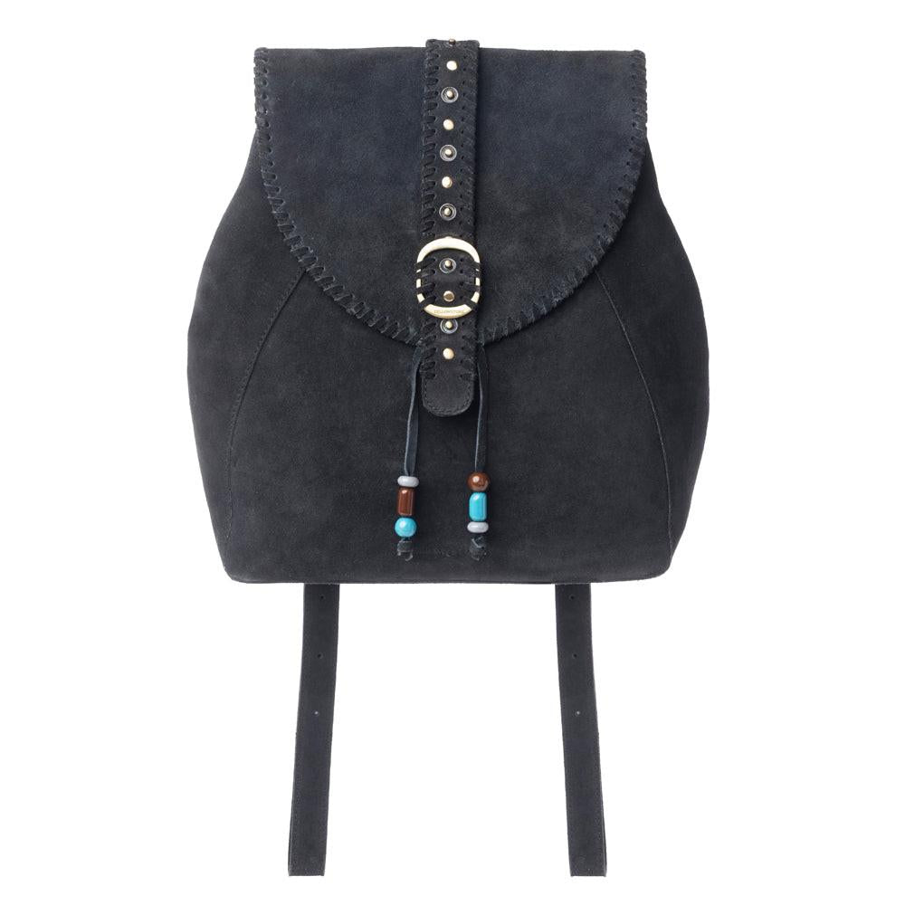 Myra Yellowstone Ironwood Studded Suede Leather Concealed Carry Bag in Shadow Black
