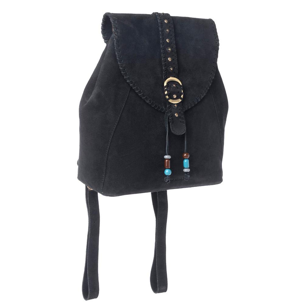 Myra Yellowstone Ironwood Studded Suede Leather Concealed Carry Bag in Shadow Black