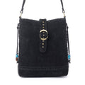 Myra Yellowstone Stonecrest Suede Leather Concealed Carry Bag in Charcoal Black