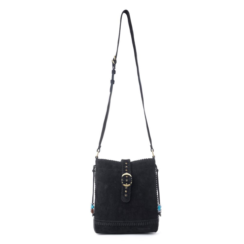 Myra Yellowstone Stonecrest Suede Leather Concealed Carry Bag in Charcoal Black