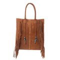 Myra Yellowstone Desert Creek Fringed Suede Leather Concealed Carry Bag in Sand Brown
