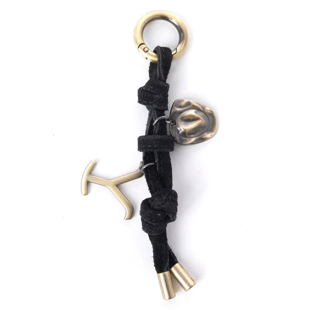 Myra Yellowstone Lariat Loop Leather Key Fob in Midnight Onyx