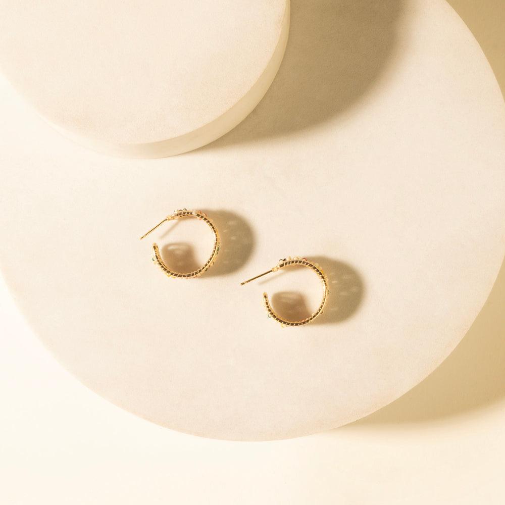 Myra Heritage Cross Hoops in Desert Ivory