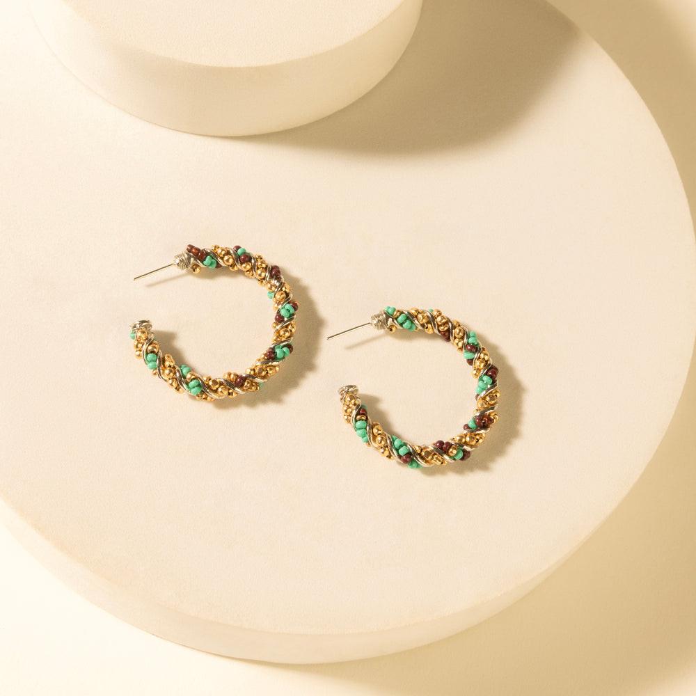 Myra Bronc Braid Hoop Earrings in Desert Turquoise