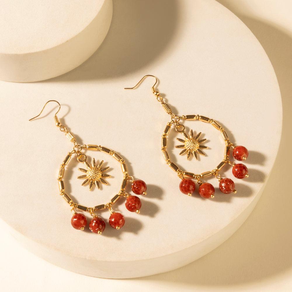 Myra Red Mesa Sun Hoop Earrings in Burnished Tan