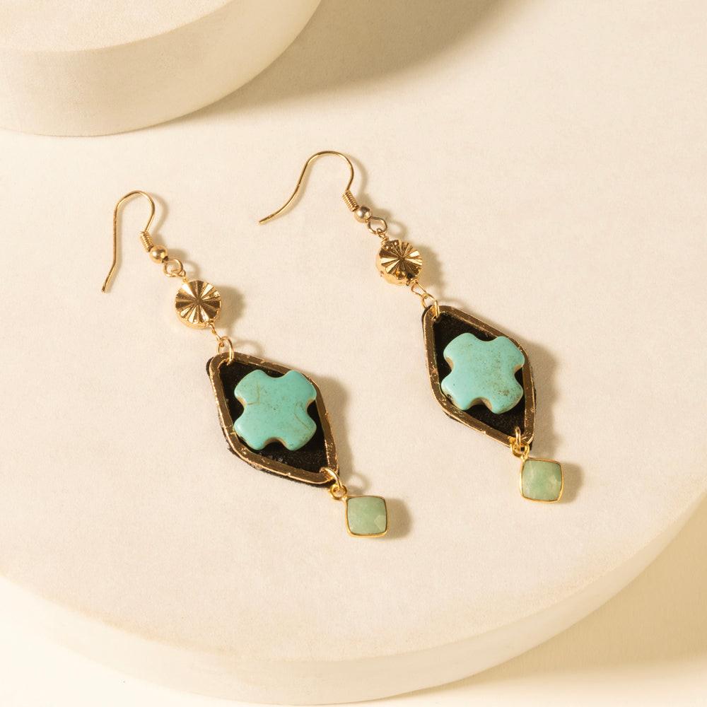 Myra Four Trails Clover Earrings in Desert Turquoise