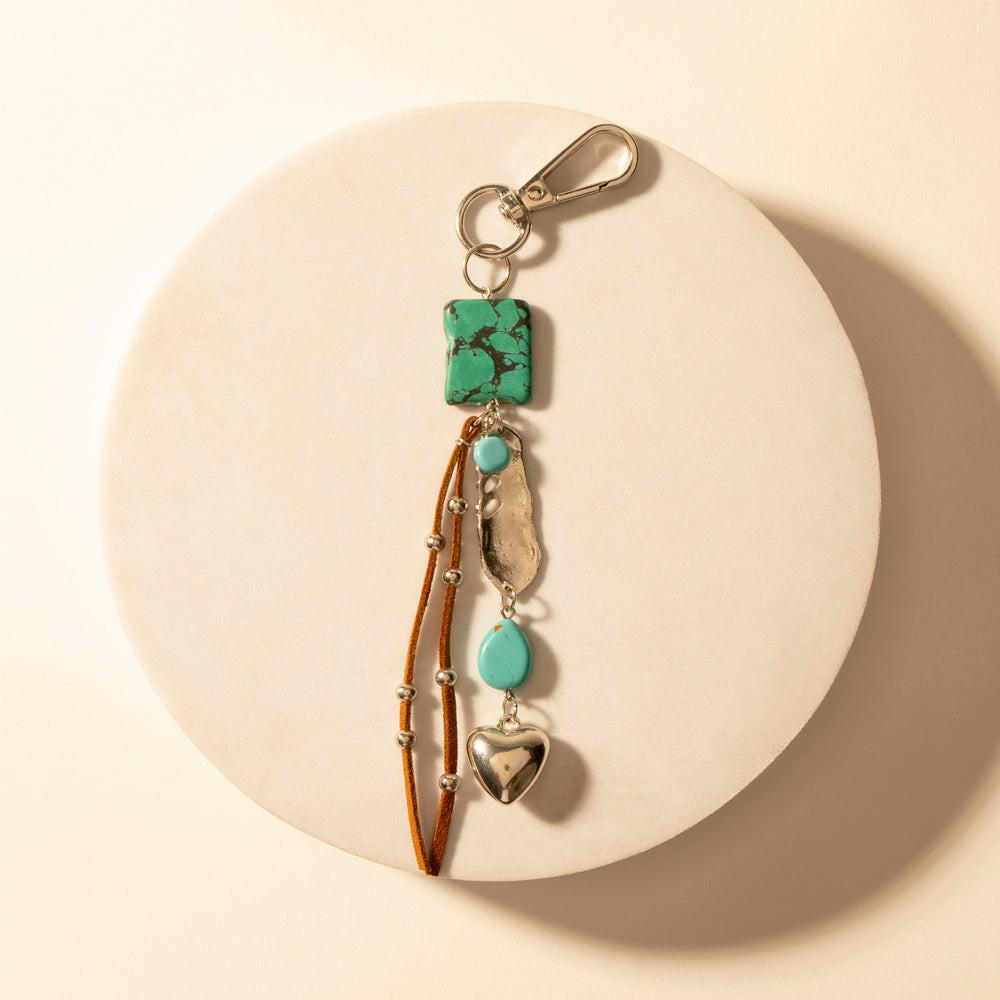 Myra Longhorn Charm Keychain in Desert Turquoise